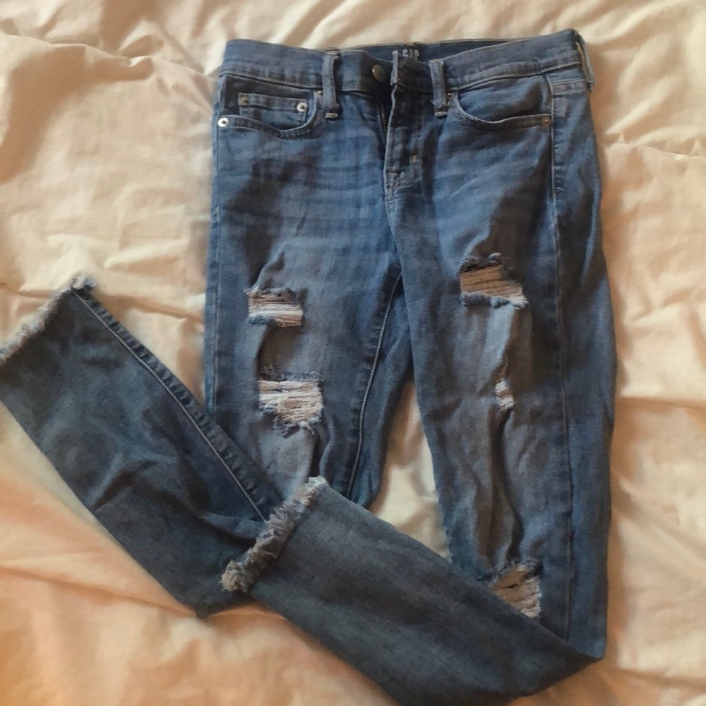Gap True Skinny Distressed Jeans